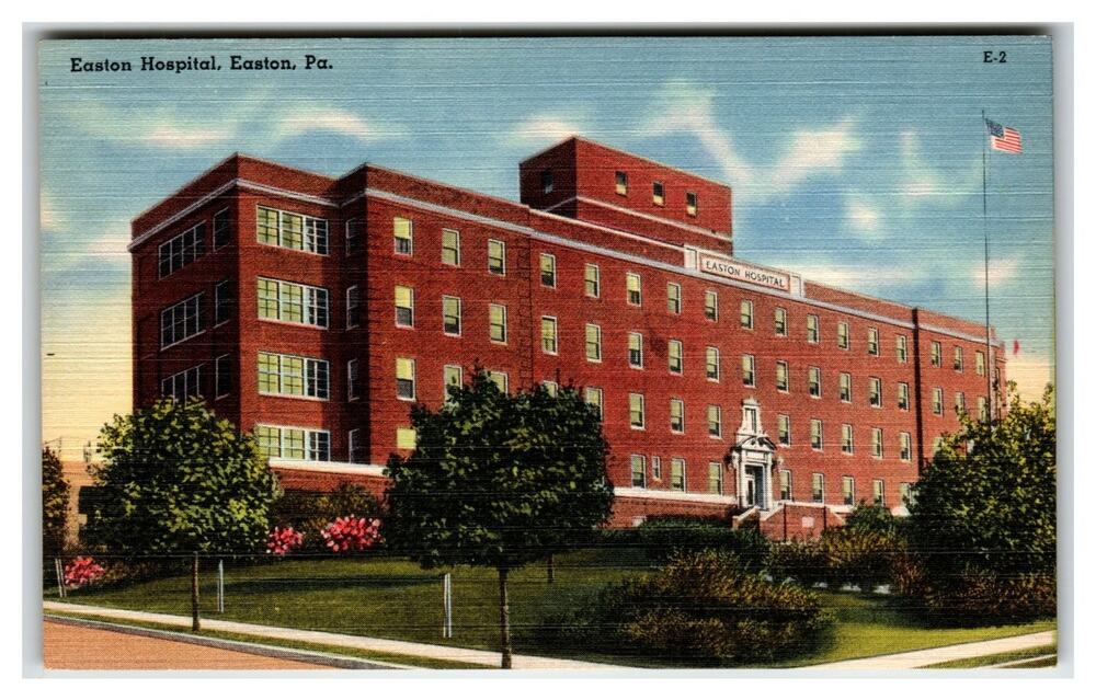 Easton Hospital Easton PA Postcard c.1930s Linen R. Ramsay Mebane